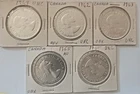 5 Canada Silver Dollars - 1953, 1961, 1962, 1963, 1964 (All AU or better)