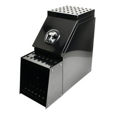 Aluminum 25x28x12 Side Mount Semi Truck Tool Box Saddle Step Open Wide Lid Bk