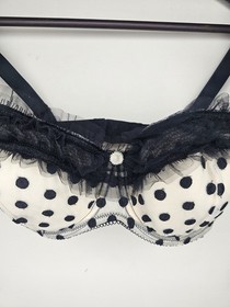 DITA VON TEESE BRA, VON FOLLIES, POLKA DOT, BLACK FRILL, SIZE 12DD, NEW WITH TAG