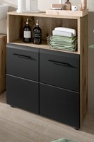 "Bad Kommode \"Cover\" Schwarz Eiche Badezimmer Schrank 2-TüRig 60 X 80 Cm Cover"