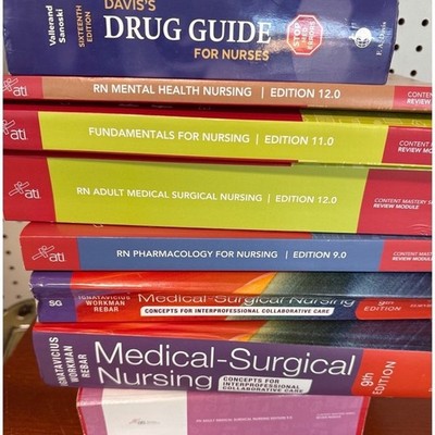 Nursing Textbook Bundle ATI Med Surg Drug Guide NCLEX RN LPN Study Prep Lot