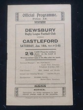 14/1/33 DEWSBURY V CASTLEFORD RUGBY LEAGUE  MATCH PROGRAMME VERY RARE