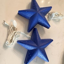 2 Ikea Smila Stjarna Star Wall Hanging Light Night Light Glow Blue 10"