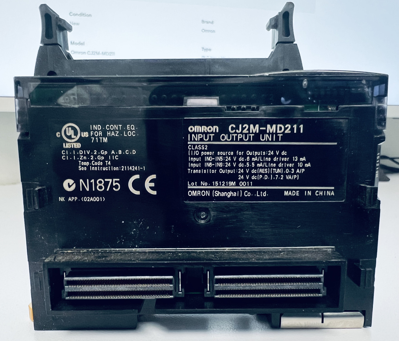 Omron PLC Module CPU I/O Input Output Unit CJ2M-MD211 - Used