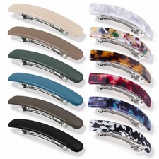 12Pcs Barrettes Non Slip Flat Hair Clips for Women Girls French Accessories