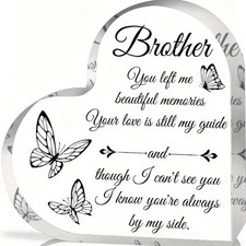 Heart-Shaped Acrylic Memorial Gift, Bohemian Style Plaque for a Brother Birthday