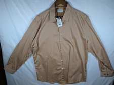 Duchamp London Men's Dress Shirt NWT Tan Tailored Fit Size 18 XXL 46 Cotton...