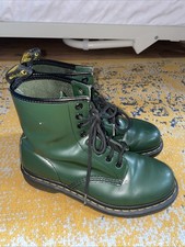 Doc Martens 1460 8 Hole Green Leather Boots Uk5/38 Good Condition