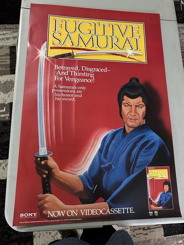 Fugitive Samurai VHS Promo Poster – Vintage Sony Martial Arts Display