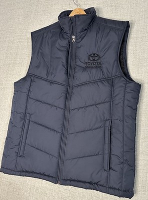 Port Authority Toyota Logo Navy Puffer Vest Full Zip Stand Collar Men s L J853