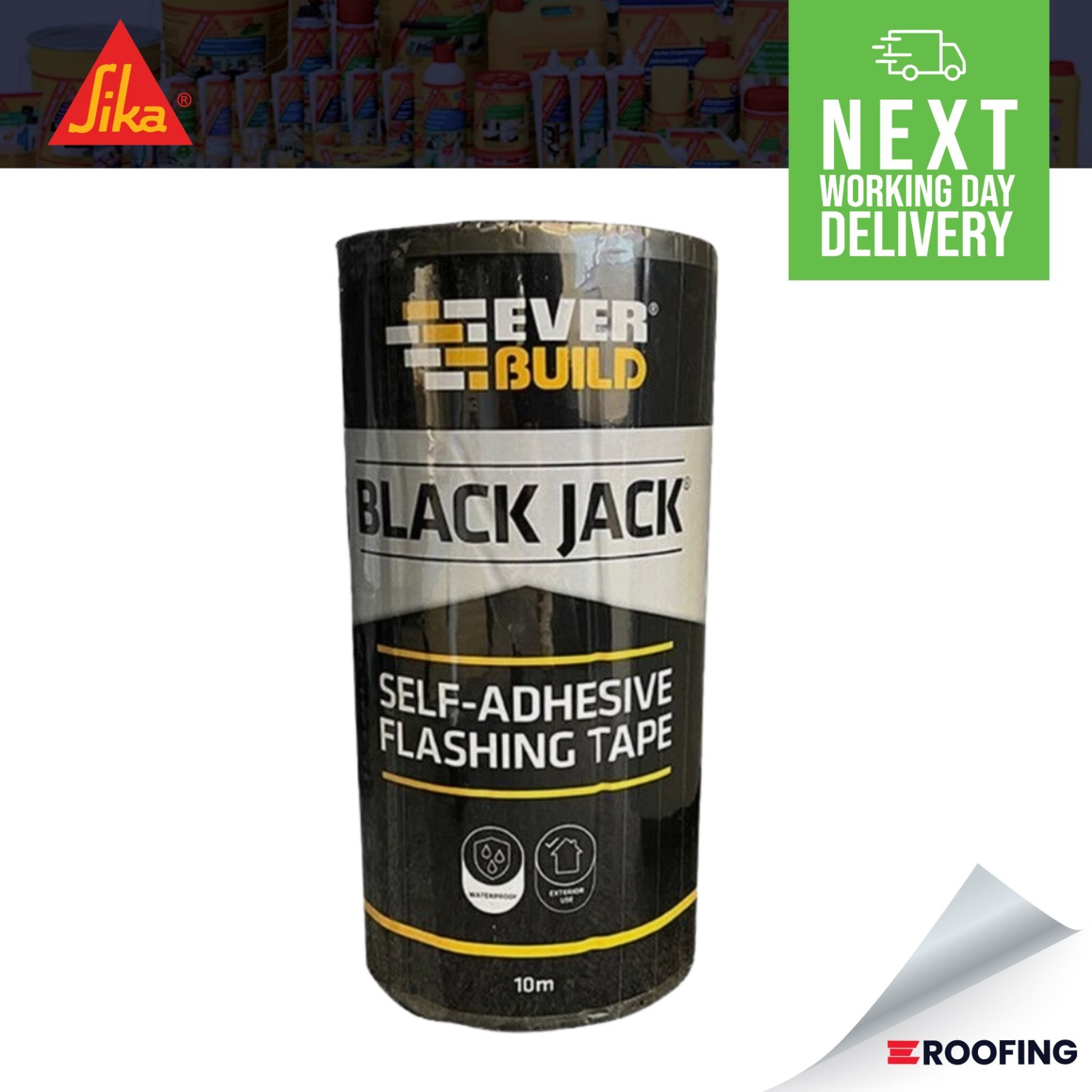 Black Jack Flashing Tape Roof Repair Flashband - 300mm x 10m Roll - Everbuild
