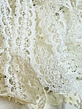 10 Yards White Flat Lace Trim 1" Wide Sewing Crafting Vintage