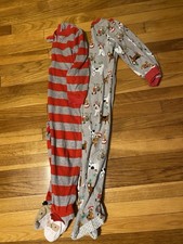 Carters Size 5T Lot 2 Christmas Fleece Footed Zip Pajamas Holiday Youth Toddler