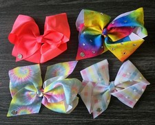 Jojo Siwa Large Hair Bows Lot Of 4 Mixed Bows Sequin Diamond Rainbow