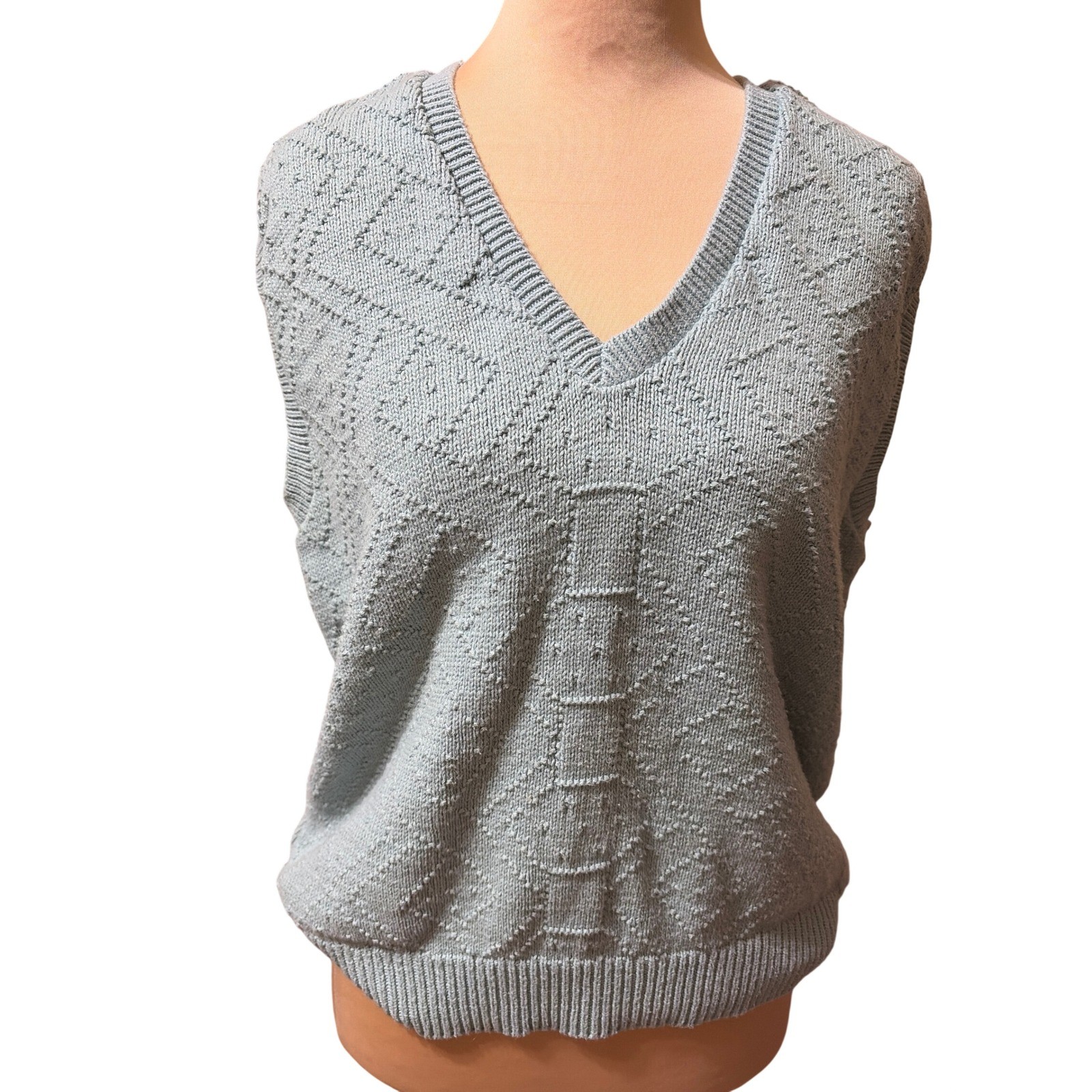 Pendleton Blue Textured Pattern Knit Sweater Vest… - image 1