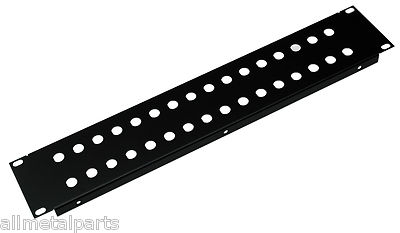 2HE RACK PANEL 32 BNC Loch RACK MOUNT KLAPPPLATTE in schwarz 12,7mm Loch