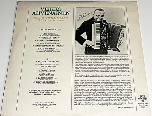VEIKKO AHVENAINEN LP "BEST OF PIETRO FROSINI" FANTASTIC BUTTON ACCORDION LP E+ - 第 2/2 張圖片