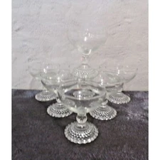 Anchor Hocking Ruffled Pedestal Footed Champaign Glasses Set of 7