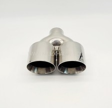 Twin 4" Double Skin Exhaust Tailpipes Tips Slash Cut T304 Stainless Stee