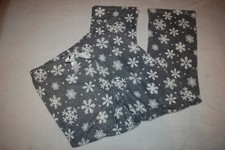 Womens Plush Fleece Pajama Pants GRAY w/ WHITE SNOWFLAKES Sleep Lounge S 4-6