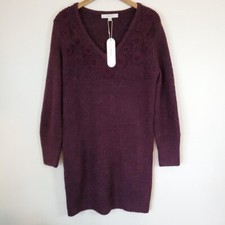 Athropologie Flat White V-Neck Long Sleeve Sweater Dress
