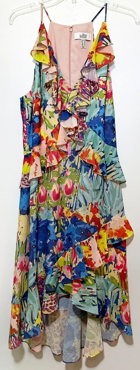Badgley Mischka Belle Faith High Low Dress Floral Ruffle