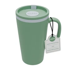 Copco Cone Travel Coffee Mug, 16 oz Spill-Proof Lid and Handle (Green)
