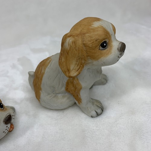 2 Vintage Homco No. 1407 Porcelain Puppy Dog Figurines Tan and White - Picture 5 of 12