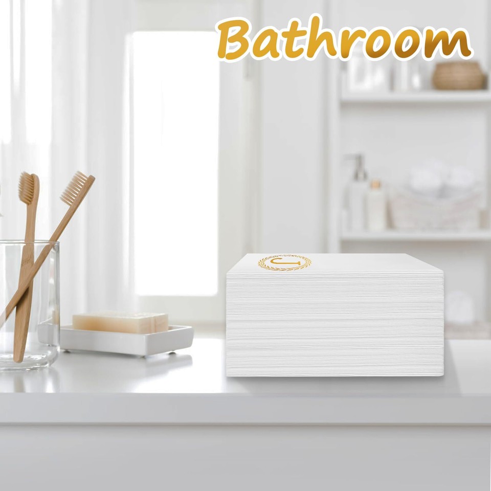 100 Gold Monogram Disposable Napkins Letter J Hand Towels Decorative