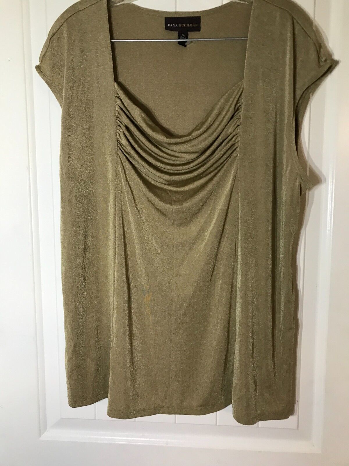 EC! DANA BUCHMAN Sleeveless Pullover Light Gold Slinky Top size XL 