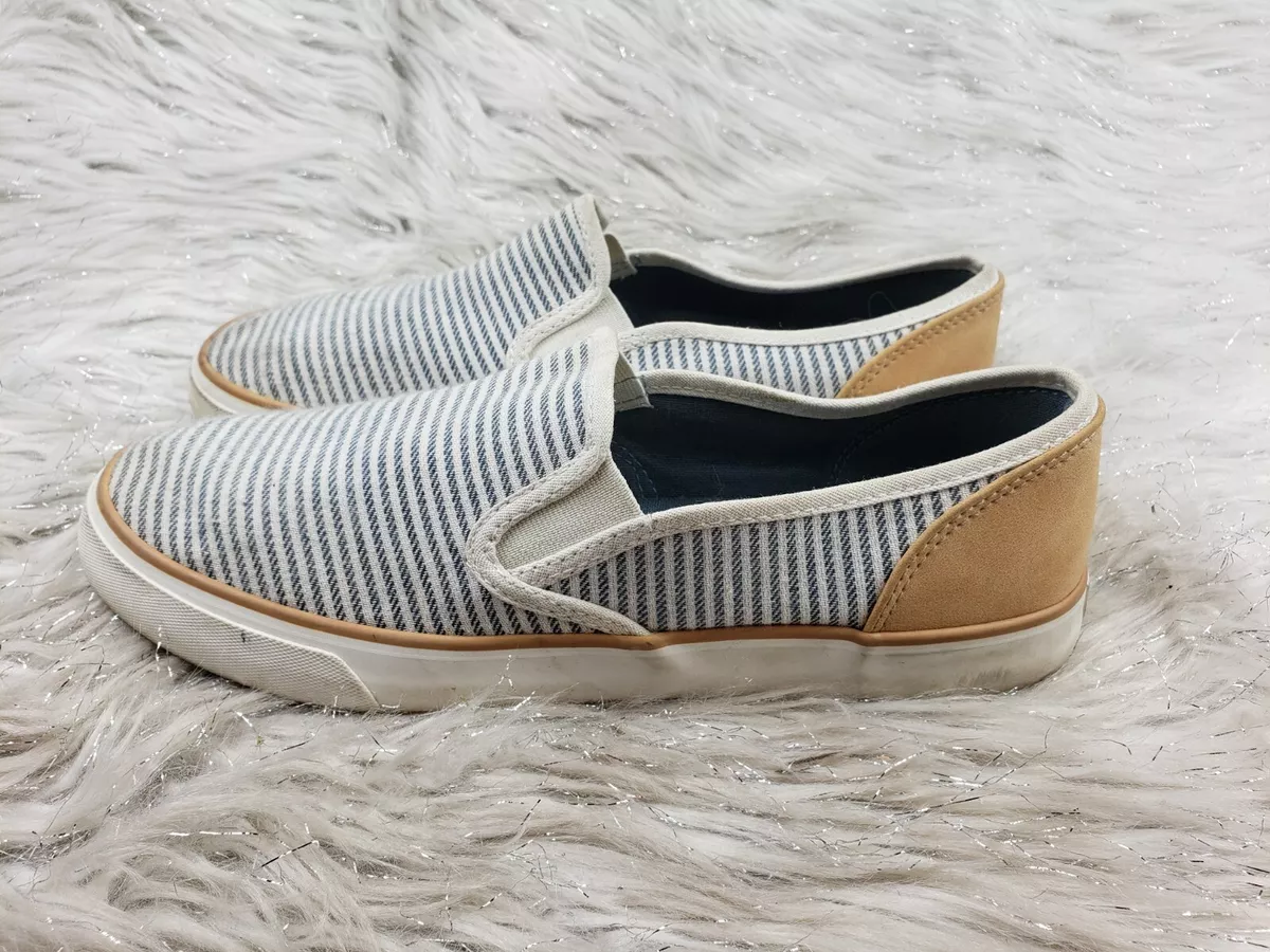 AMERICAN EAGLE 181509 Blue White Striped Slip On Casual Shoes Size