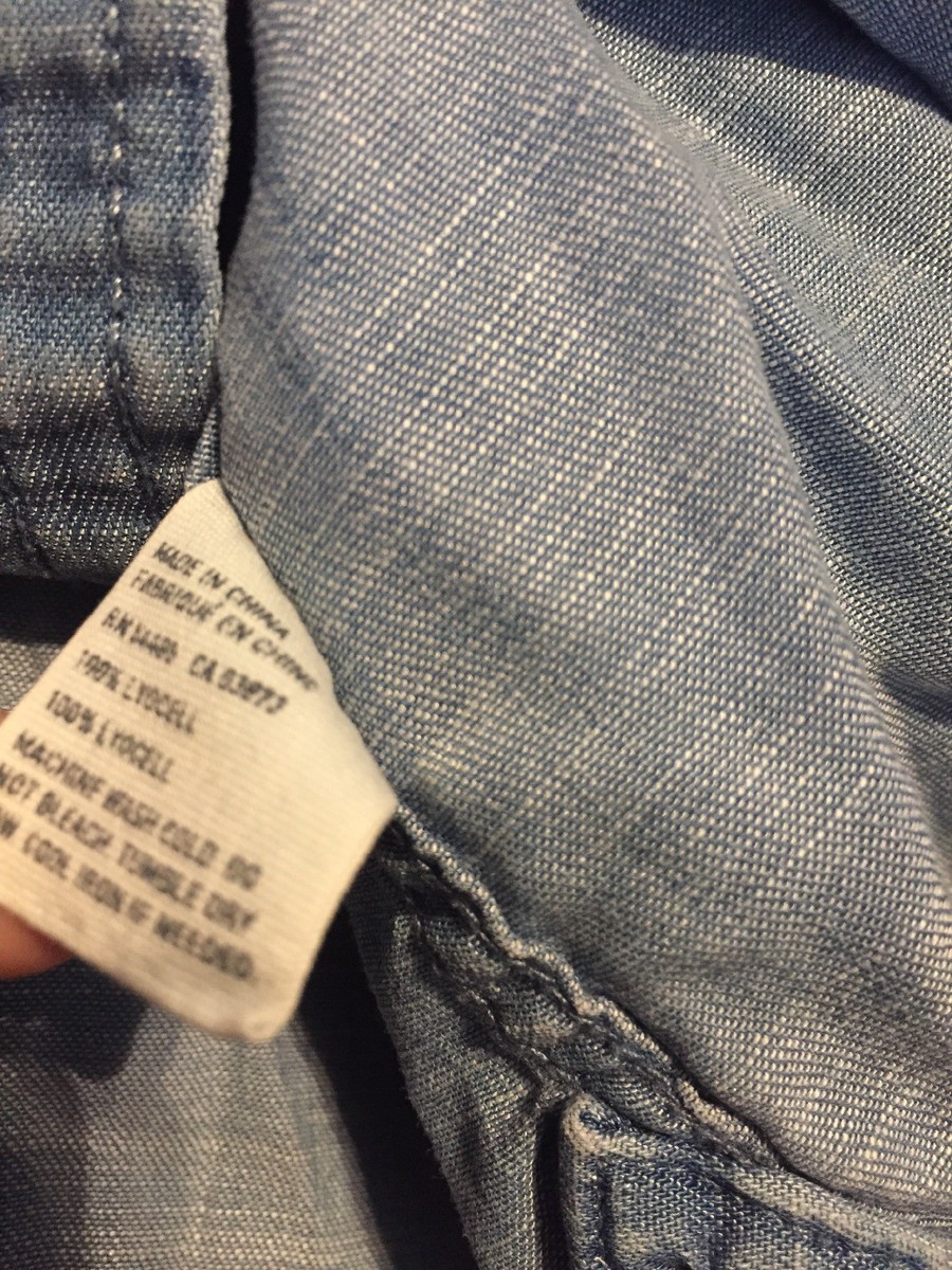 Womens American Eagle Chambray Blue Button long sleeve Shirt XS | eBay