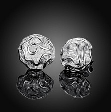 925 Sterling Silver Rose Flower Ear Stud Womens Fashion Earrings Jewelry EA38
