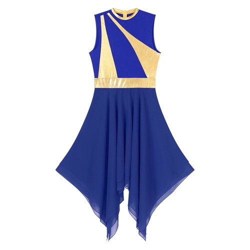Womens Praise Dance Costume Irregular Hem Church Worship Dress Tunic Overlays - Picture 33 of 57