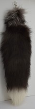 Real Silver Fox Fur Tail Key Chain Extra Large Fluffy Cosplay Costume Foxtail