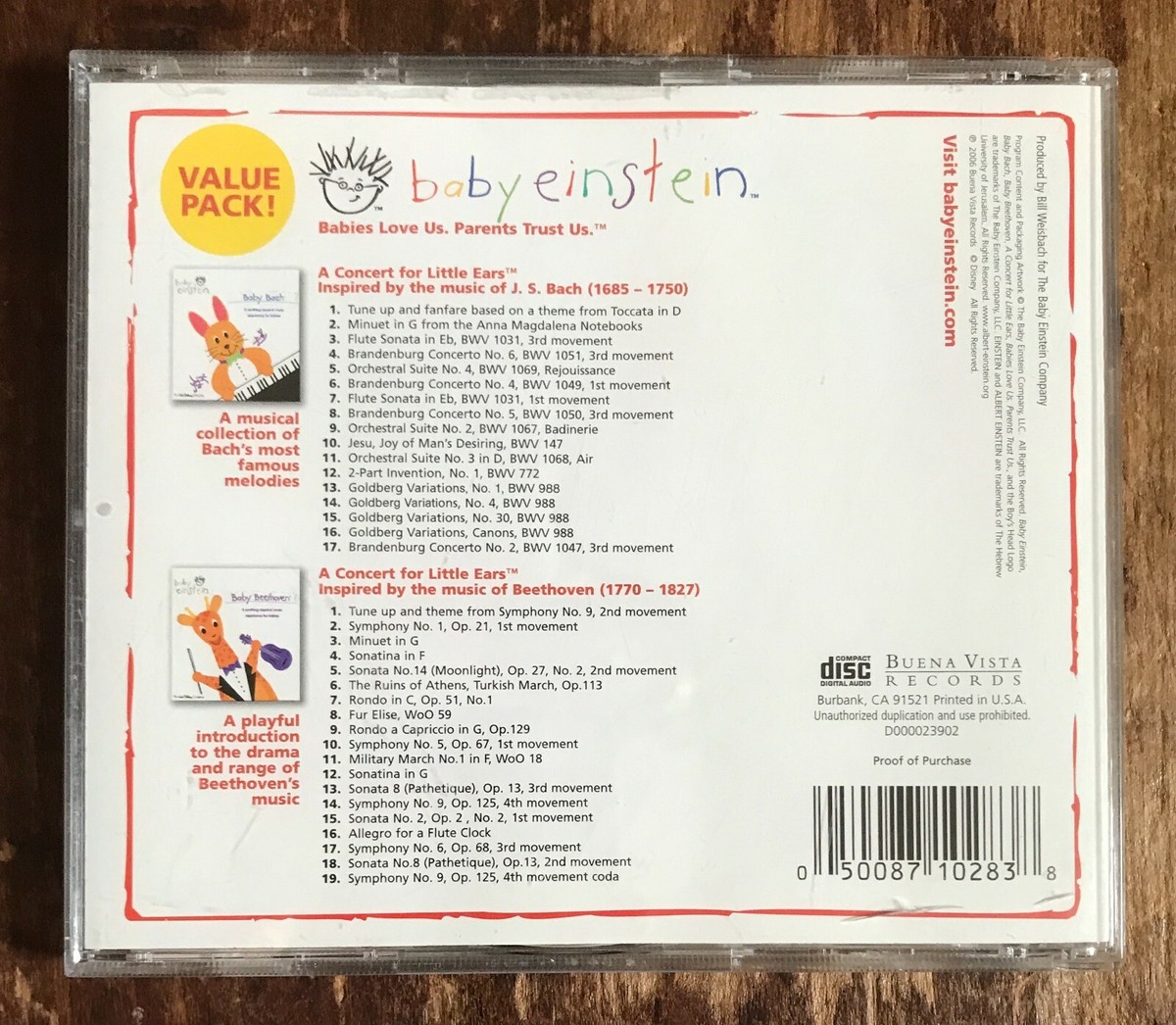 Baby Einstein Baby Bach & Baby Beethoven 2 CD Value Pack NM