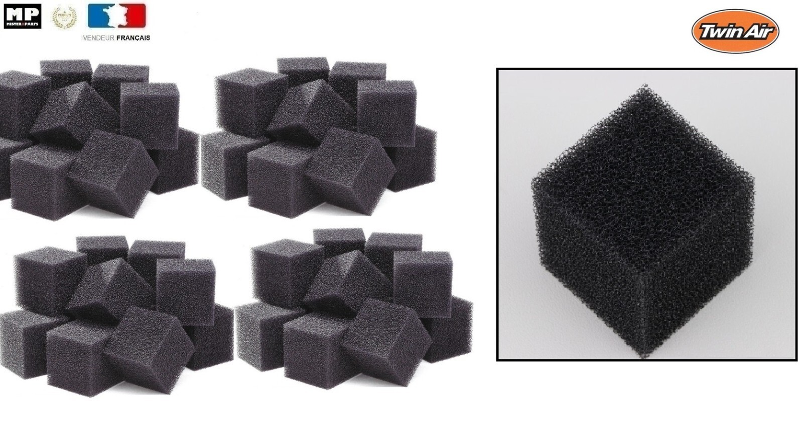 Mousse réservoir essence Twin Air noir cubes 5x5x5 moto cross enduro