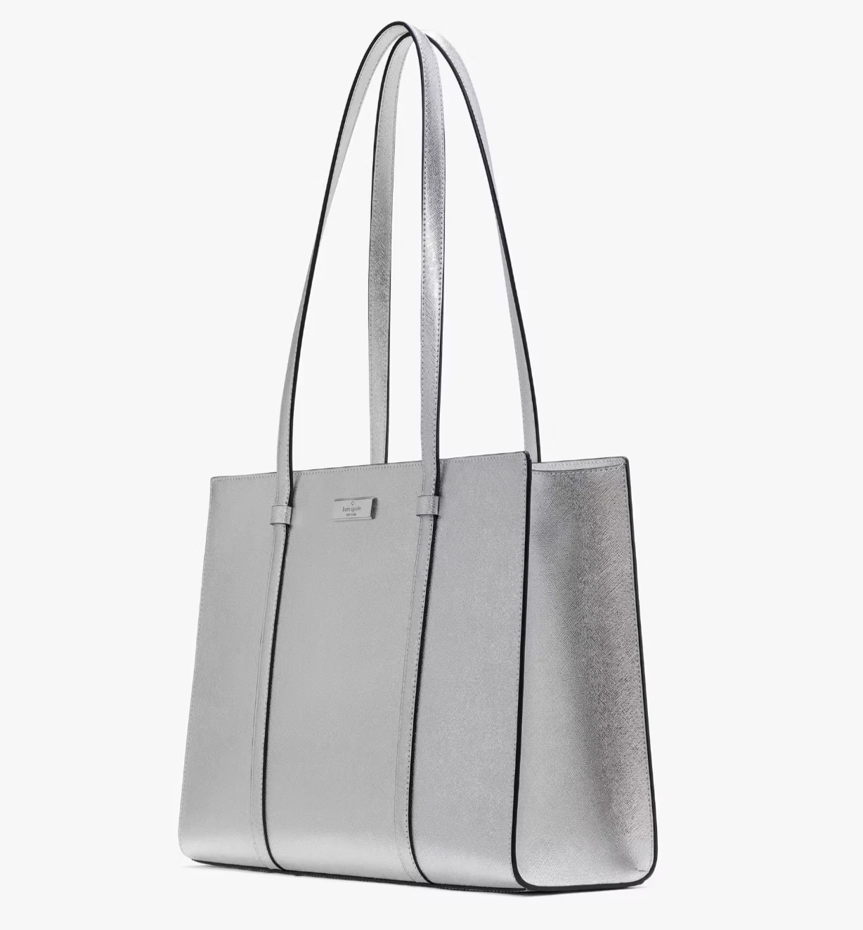 Nuova borsa grande Kate Spade Kenzie metallizzata luce lunare con sacchetto antipolvere