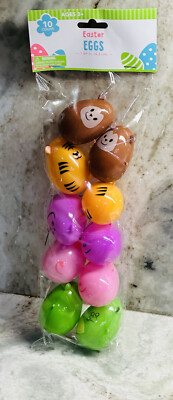 Easter Refillable Plastic Eggs  10ct  W/Animals Faces