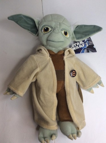 Disney Star Wars Yoda Stuffed Plush Doll BackPack Buddies Bag 15in Free Pin NEW