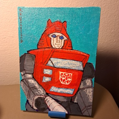 Original acylic ink pencil 5x7 canvas ''Cliff Jumper'' (Ooak) Limited 1/1 Signed