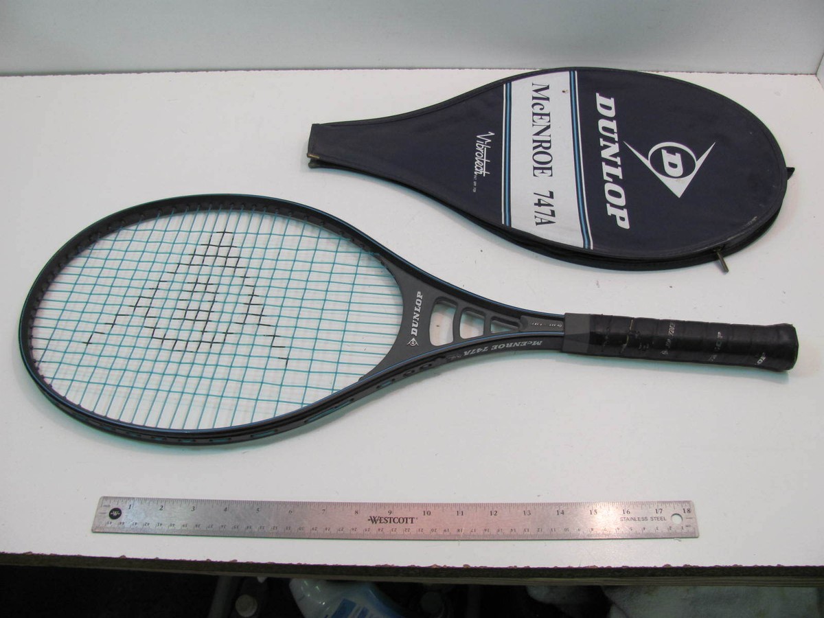 Dunlop McEnroe 747A Tennis Racquet Racket w/ Vibrotech Case L2 L4 1/4  Black/Blue