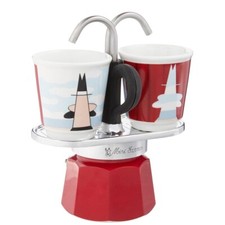 Bialetti, Mini Express, Caffettiera con 2 Bicchierini Magrite, Alluminio