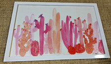Pink Cactus Picture Wall Hanging Landscape 19 x 13. GUC