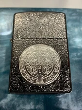 Zippo Windproof Black St. Benedict Lighter, Constantine, New In Box