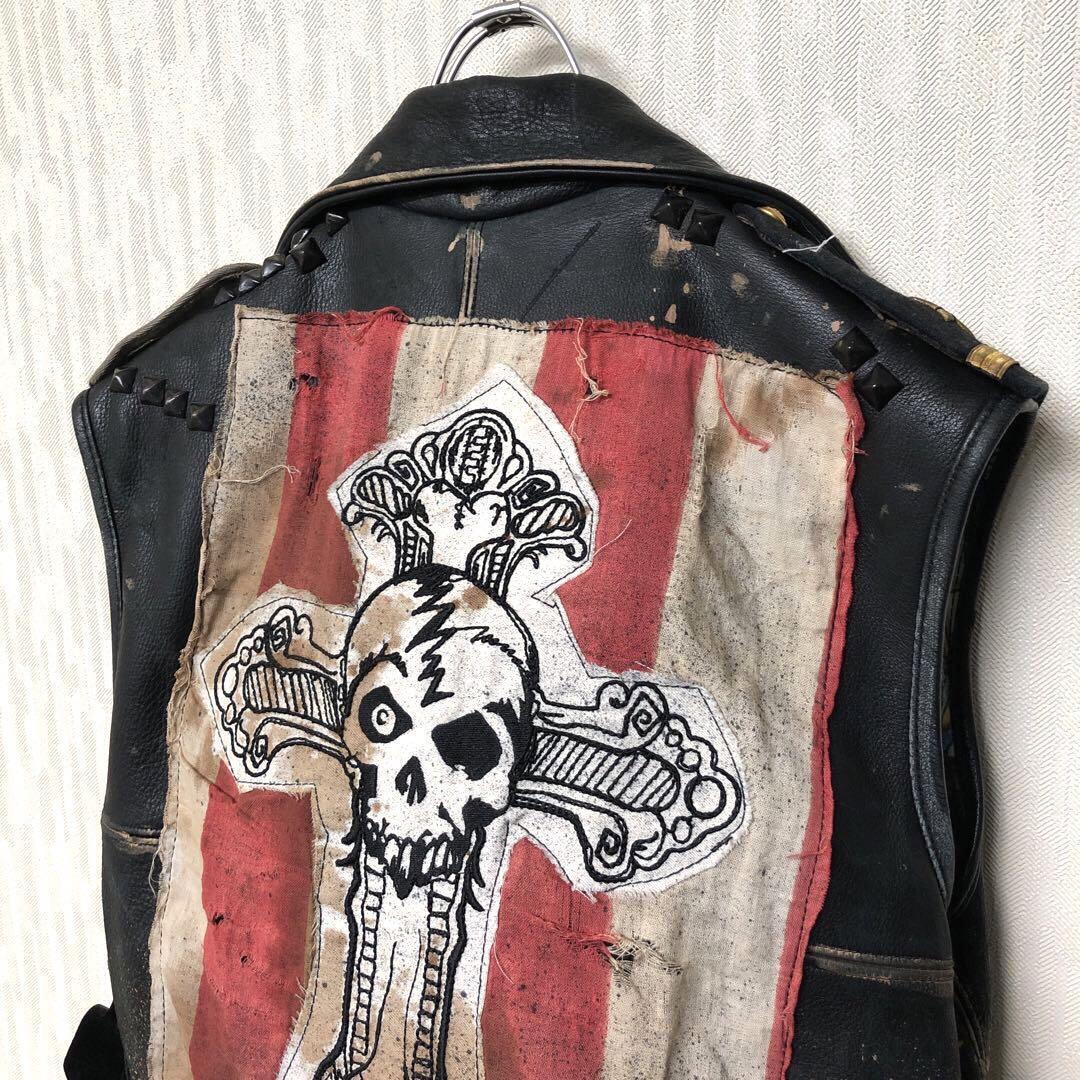 Junker Design Riders Leather Vest Size S Black Vintage Very Junker Design Riders Leather Vest Size S Black Vintage Very
