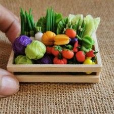 41 pcs. Loose Miniature Dollhouse Different Vegetable With Wooden Box Food Decor