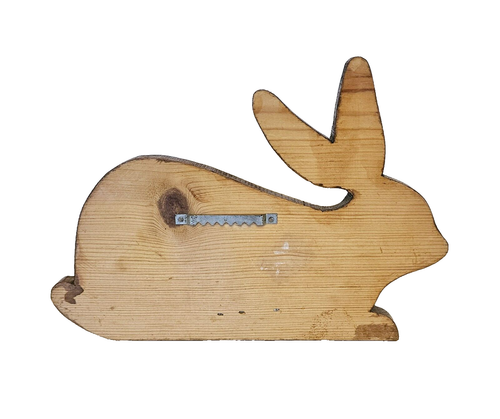 Vintage handgefertigt geschnitzt Holz Hase Kaninchen Kerzenhalter Wanddekoration 10" x 6" - Bild 6 von 6