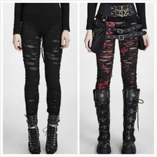 PUNK RAVE Gothic style broken mesh legging with the breathable Elastic net hole