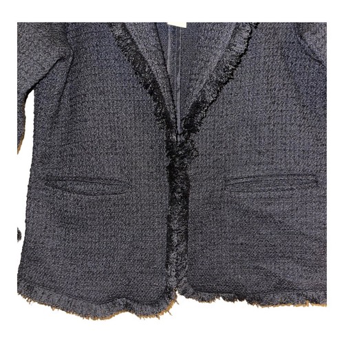 Cupcakes und Kaschmir Damen Schwarz Tweed Fransen Blazer Medium Arbeit Karriere NEU Neu mit Etikett - Bild 14 von 19